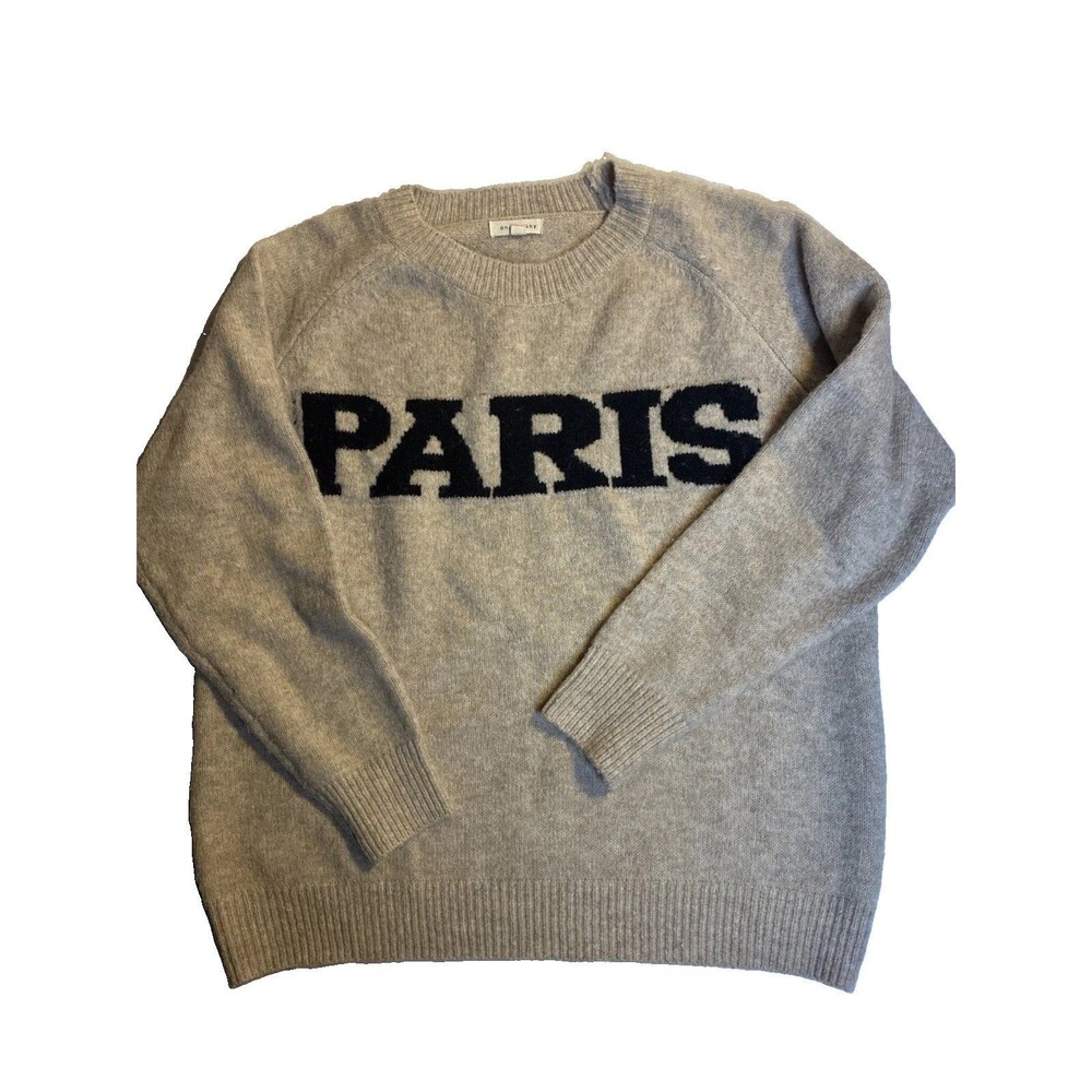 Andthewhy Paris Women’s M/L Beige Sweater Raglan Sleeve Pullover Knit